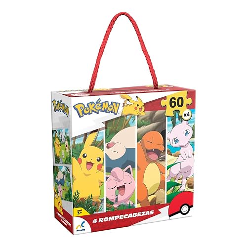 Novelty Corp - Rompecabezas Infantil 4 en 1 de Pokémon 60 Piezas Cada Uno