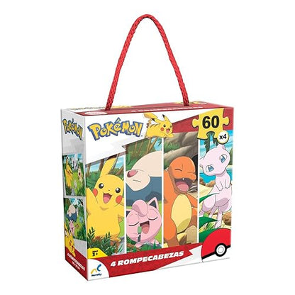 Novelty Corp - Rompecabezas Infantil 4 en 1 de Pokémon 60 Piezas Cada Uno