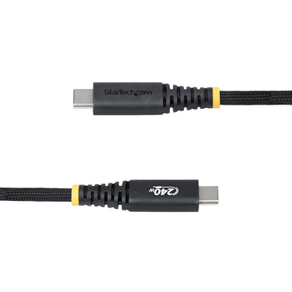 StarTech.com Cable de Carga USB-C de 10 pies (3 m), Bloqueo de Tornillo Lateral, 240W (5A) PD EPR, Cubierta de Silicona con Nylon Trenzado, Cable Cargador para Portátil, Certificado USB-IF