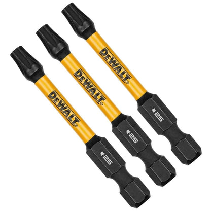 DEWALT FLEXTORQ - Brocas Torx T25, 3 unidades, 1/4 x 2-1/4 pulgadas para destornilladores de impacto y taladros, vástago hexagonal (DWAF2TX25IR3)