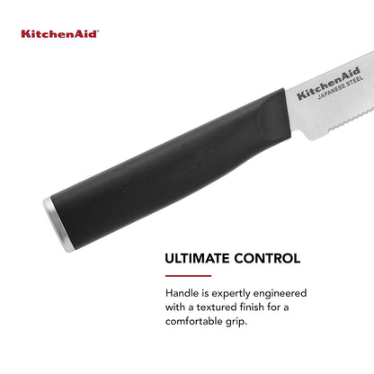 KitchenAid Classic - Juego de 4 cuchillos de carne de 4.5 pulgadas, cuchillas japonesas de alto carbono, juego de cuchillos de cocina afilados, negro