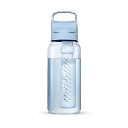 LifeStraw Go Series - Botella de filtro de agua sin BPA para viajes y uso diario elimina bacterias, parásitos y microplásticos, mejora el sabor, 1 L azul islandés - Azul Islándico - 1000 ml