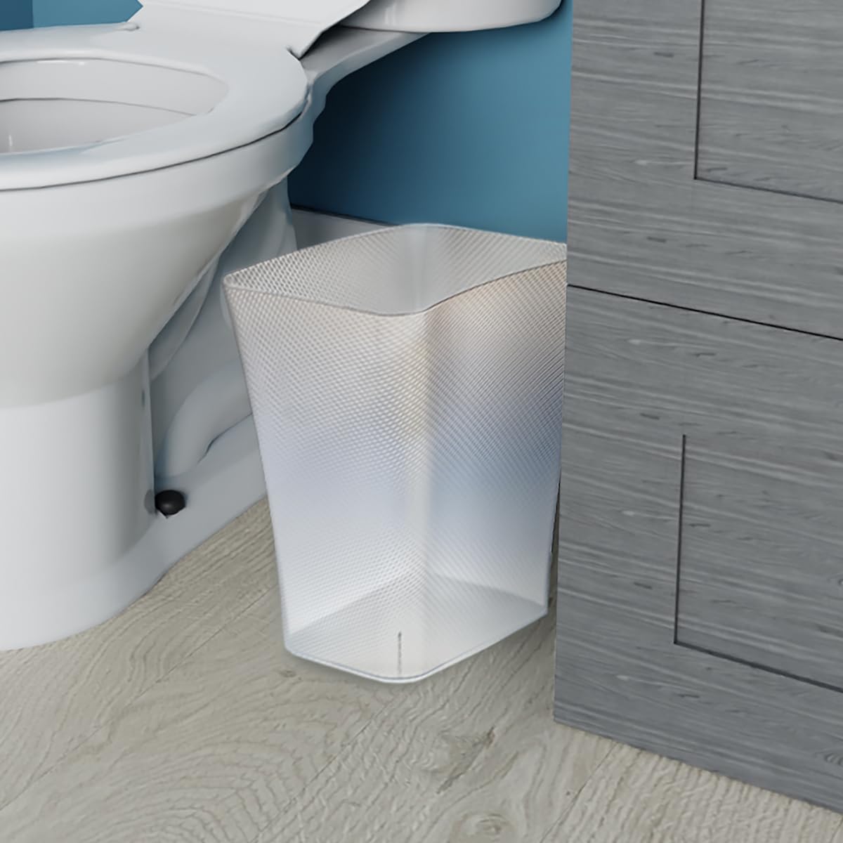CLOROX Textura - Papelera delgada – Cesta de basura pequeña de 3.1 galones para espacios estrechos, cubeta de basura de plástico delgado para baño, recámara u oficina, escarcha transparente