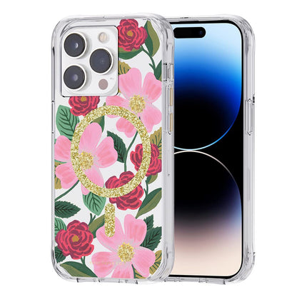 Rifle Paper Co. iPhone 14 Pro Case [Compatible with MagSafe] [10FT Drop Protection] Cute iPhone Case 6.1" with Floral Pattern, Anti-Scratch Tech, Shockproof Material, Slim Fit - Rose Garden