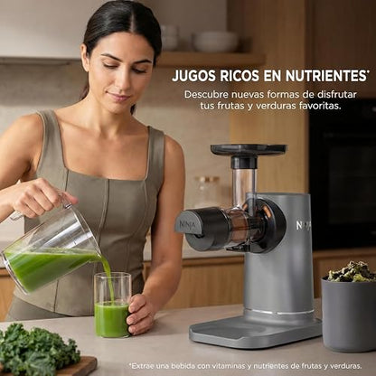 Ninja NeverClog Exprimidor de Prensa en Frío Control de Pulpa JC151 | NeverClog sin Atascos | Control de Pulpa a Tu Gusto | Jarra 710ml + Contenedor 1L