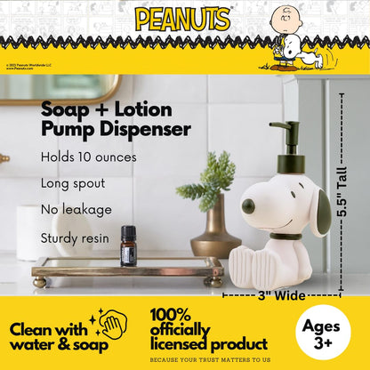 Collectibles Peanuts Snoopy - Dispensador de jabón y loción/desinfectante de Manos de Resina, 10 onzas (Producto con Licencia Oficial) de Franco
