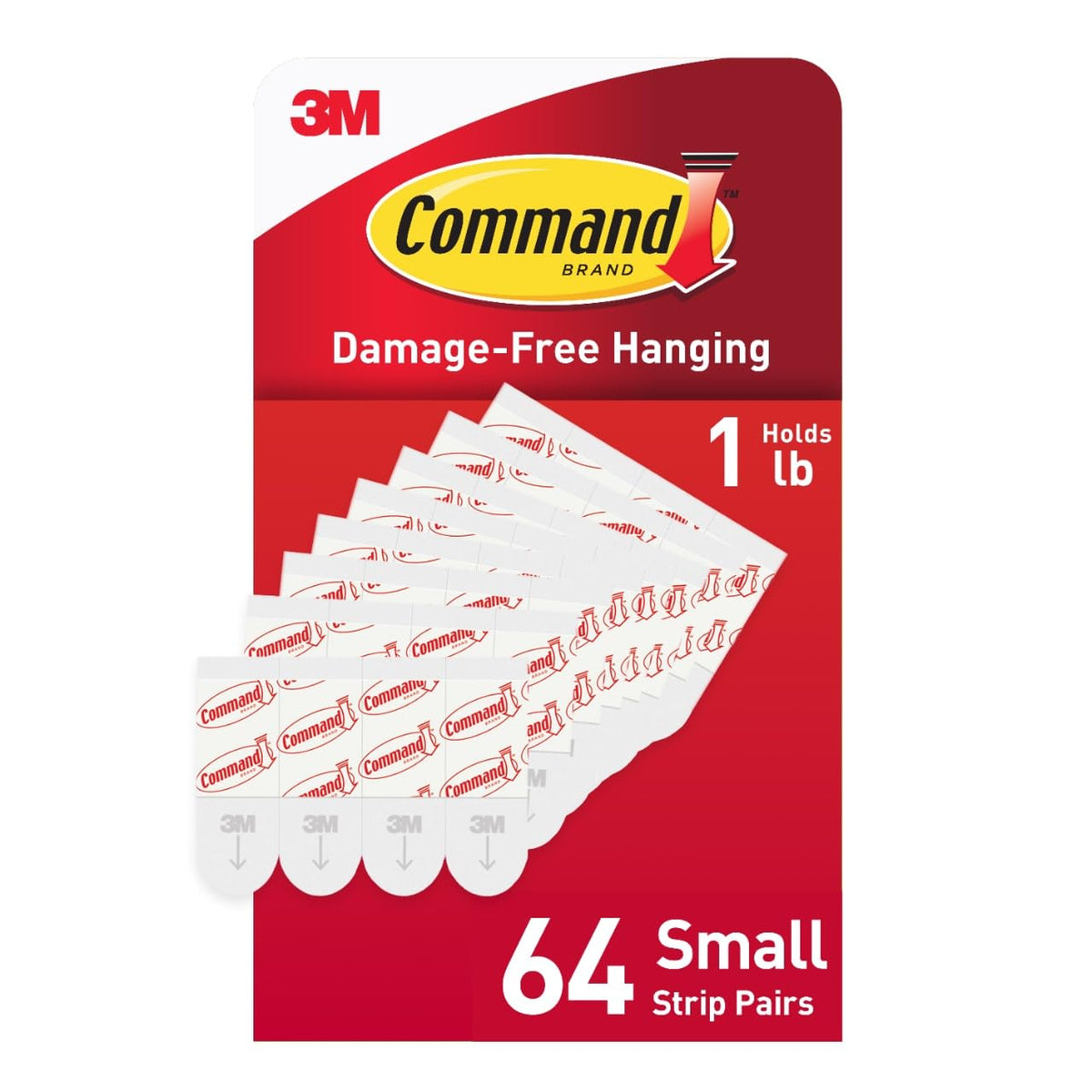 Command Small Refill Strips, White, 64-Strips (GP022-64NA) - Easy to Open Packaging