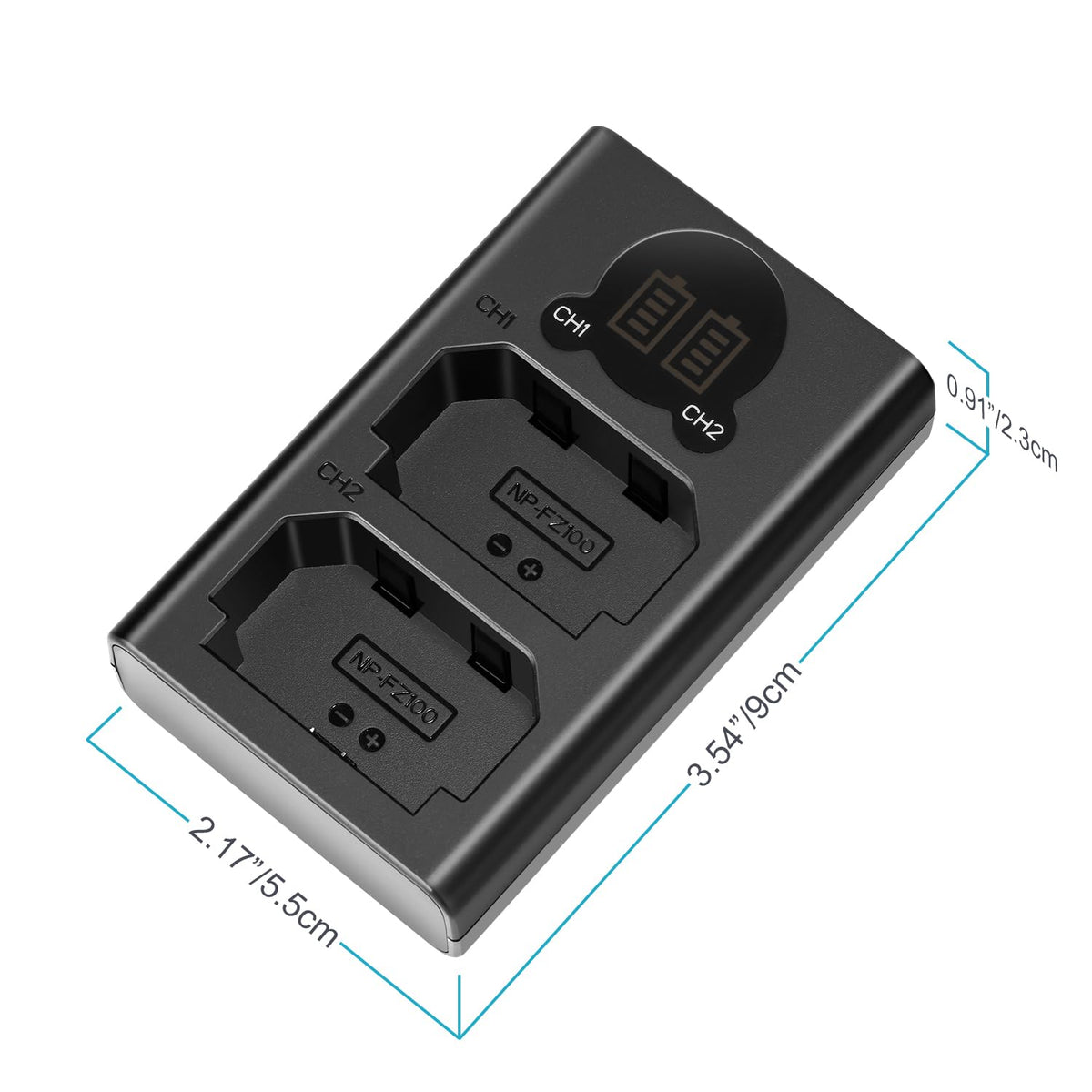 NEEWER Dual USB-Cargador para Sony NP-FZ100 Bateria con LCD Display | Compatible con Sony ZV-E1, FX3, FX30, A1, A9 II, A7R V, A7S III, A7 IV, A6600, A7C Camaras, Versatile Charging Options