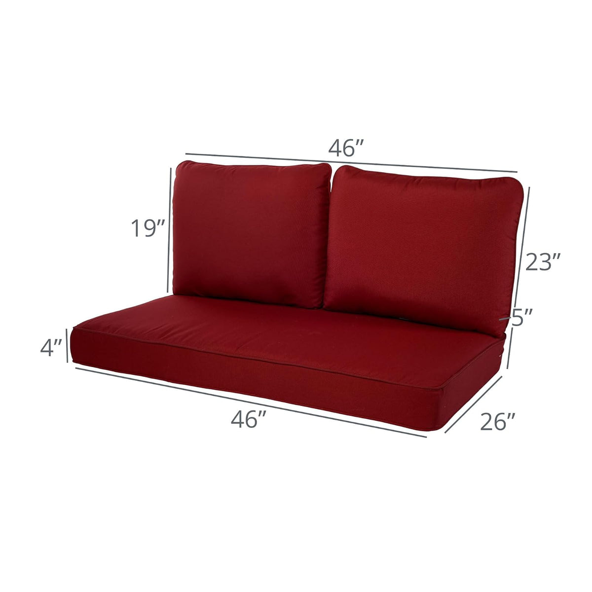 Quality Outdoor Living 69-CL02SB - Cojín para silla, 46in x 26in Loveseat, Rojo, 46" Width by 26" Depth