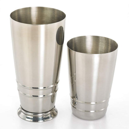 Barfly - Juego de latas de cóctel (18 onzas y 28 onzas), acero inoxidable con varillas en relieve