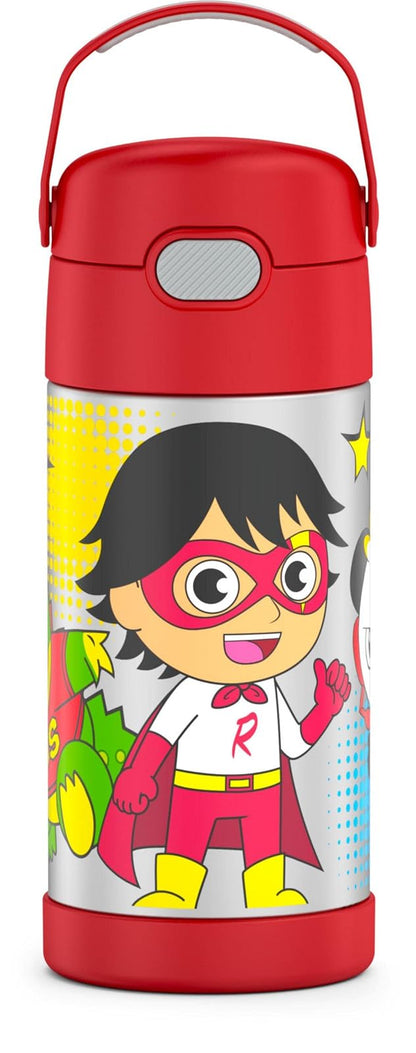 Thermos Funtainer Botella Térmica Infantil con Popote, Acero Inoxidable - 0.4 Litros - Mundo de Ryan
