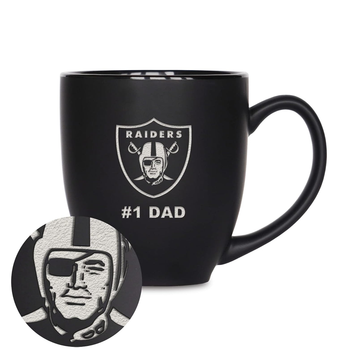 Rico Industries Taza de Cerámica NFL Grabada con Láser 16 oz - Negro