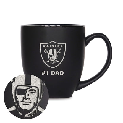 Rico Industries Taza de Cerámica NFL Grabada con Láser 16 oz - Negro