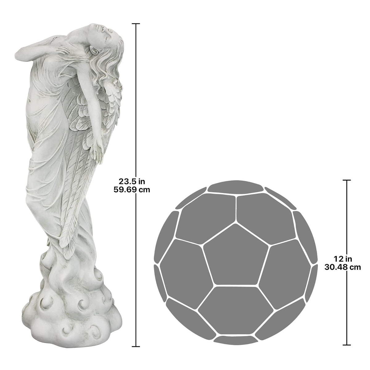 Design Toscano Escultura de ángel ascendente, Tradicional, Gris, Mediano, 1
