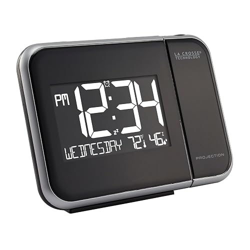 La Crosse Technology 616-1412 Reloj Despertador de proyección con Temperatura Interior, 5.9 Pulgadas de Largo x 2.3 Pulgadas de Ancho x 4.4 Pulgadas de Alto, Negro