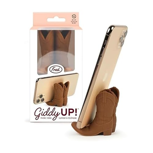Fred Giddy UP - Soporte para teléfono Original, Color café, Accesorio técnico para Botas Vaqueras, se Adapta a la mayoría de teléfonos Inteligentes móviles, Silicona Antideslizante, Detalles