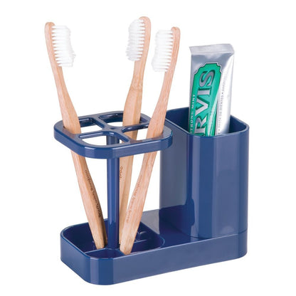 InterDesign 43434 Med Bathroom Toothbrush and Toothpaste Stand/Holder and Medicine Cabinet Organizer, Navy
