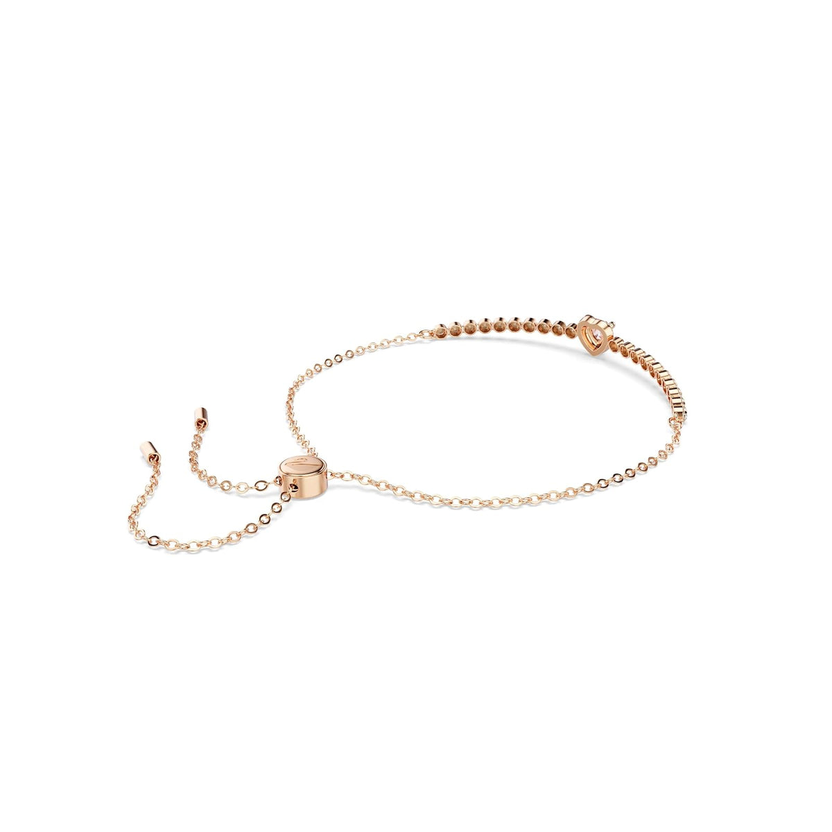 Pulsera Swarovski One, Corazón, Rosa, Baño en tono oro rosa, Mediano, Cristales
