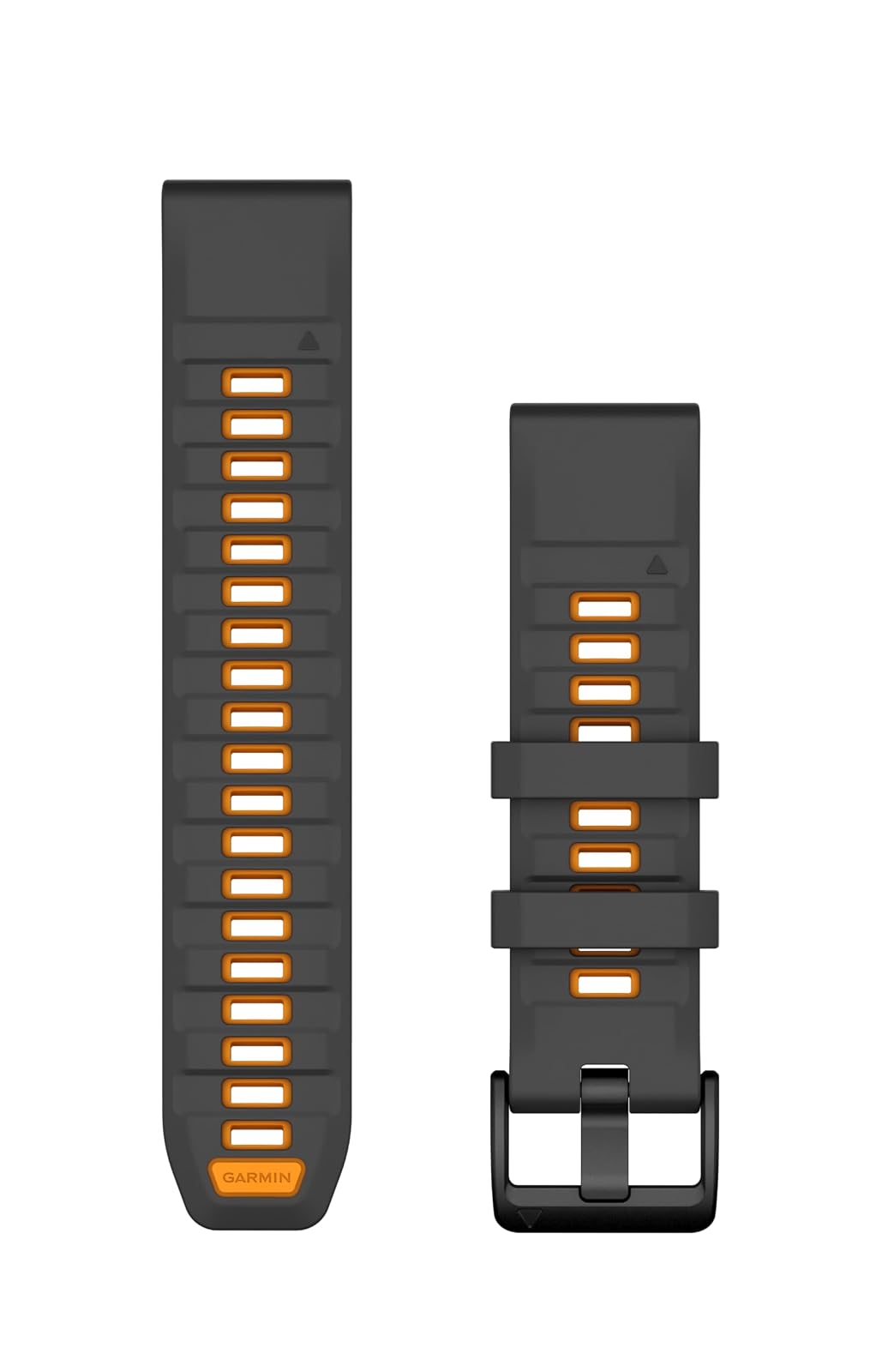 Garmin Correa QuickFit de Silicona, Negro y Gris Guijarro - Spark Orange - 22 mm