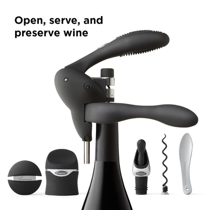 Metrokane Rabbit 6-Piece Wine Tool Kit, Black
