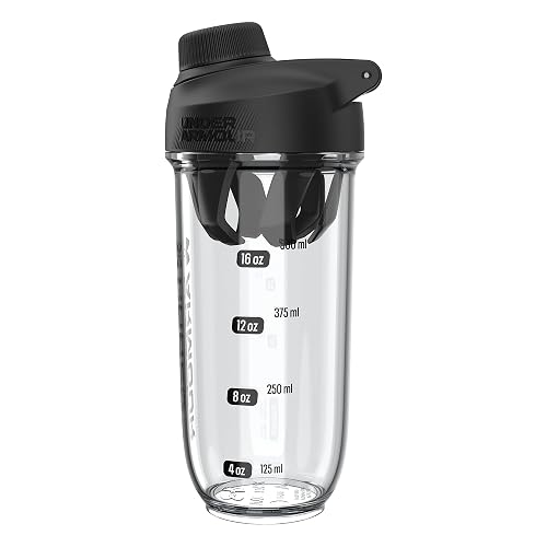 Under Armour UA Clarity - Botella mezcladora de 709.765 ml, transparente, color negro, OSFA