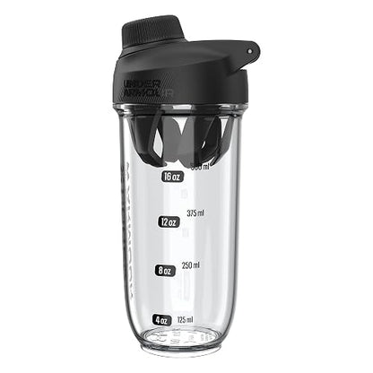 Under Armour UA Clarity - Botella mezcladora de 709.765 ml, transparente, color negro, OSFA