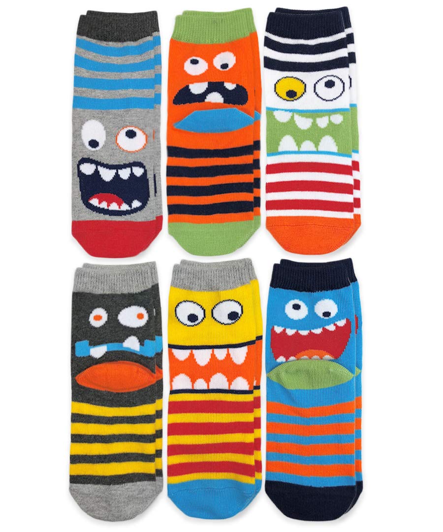 Jefferies Socks Calcetines para niños, diseño de monstruo, paquete de 6 pares
