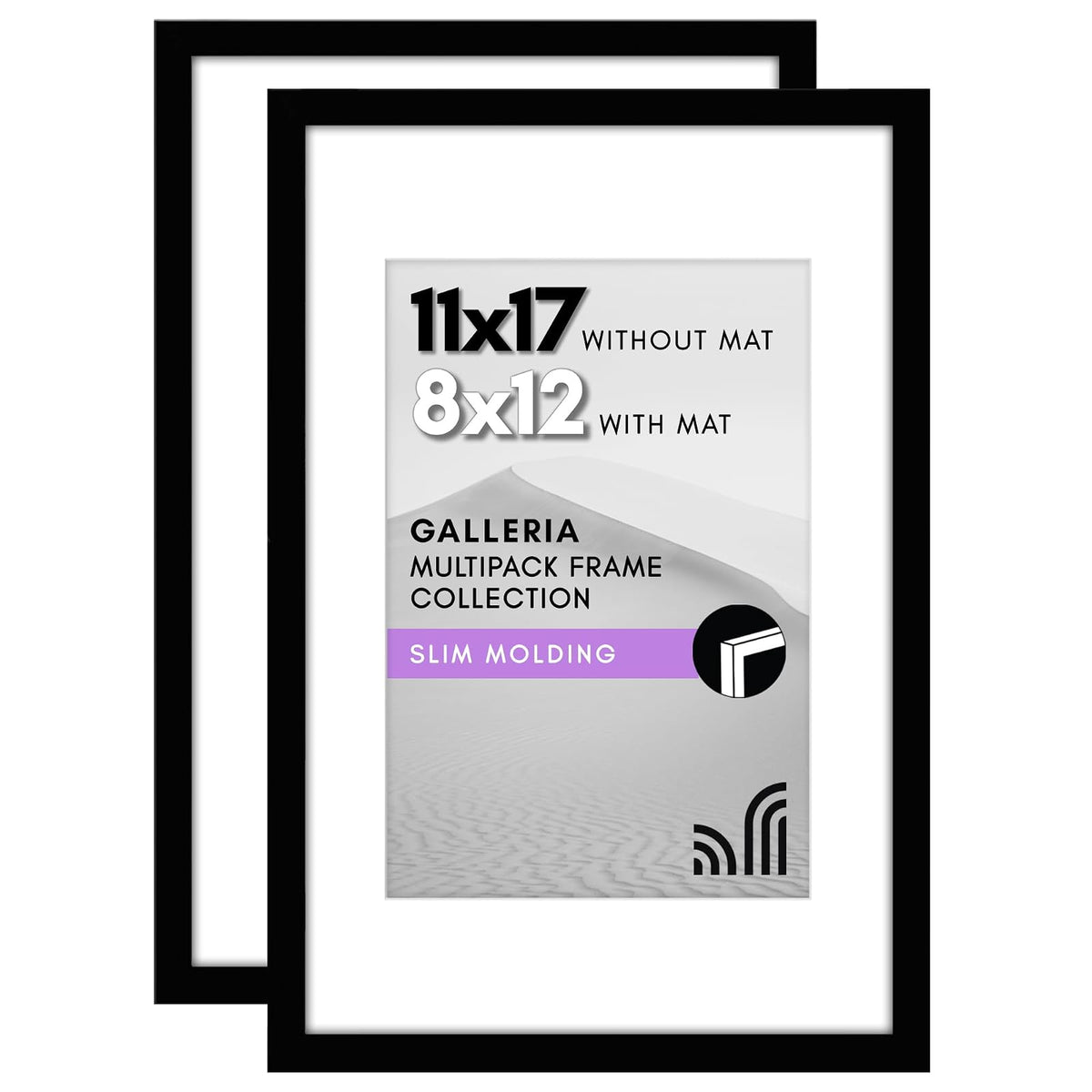 Americanflat Marco de Fotos con Plexiglás Pulido, Colección Galleria, Juego de 2 - Negro - 27,94 x 43,18 cm (11 X 17 pulg.) - Paquete de 2