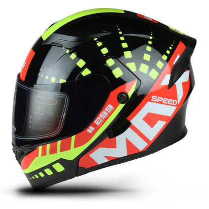 Casco Motocicleta Completo ABATIBLE Marca Edge - Boss - Cerrado Visor ANTIVAHO Certificado Dot Moto Moto Casco Cascos… - Boss MAX BLACK - YELLOW SHINY - XL