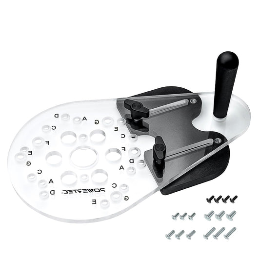 POWERTEC Placa base universal de enrutador compensado con guía reversible de enrutamiento de bordes, agujeros preperforados marcados para cable Porter, Bosch, Milwaukee, Ryobi, Makita, Dewalt,