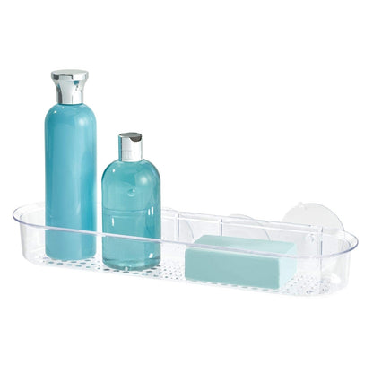 interDesign Basic Estante para Ducha, repisa de Ducha Larga con ventosas y Fabricada en plástico, Transparente