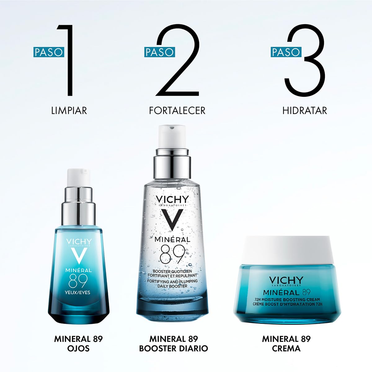 Vichy Minéral 89 Contorno de Ojos Reparador Dermatológico Hidratante 15ml | Hidrata 24h, Reduce Ojeras, Suaviza Líneas Finas y Fortalece con Ácido Hialurónico y Cafeína, Todo Tipo de Piel