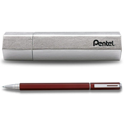 Pentel EnerGel Hexagon Bolígrafo de Tinta Gel, Cuerpo Mate - Rojo