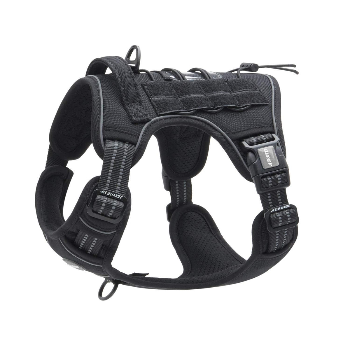 Auroth Arnés Táctico para Perro, Sin Tirones, Reflectante, Ajustable - Negro - M