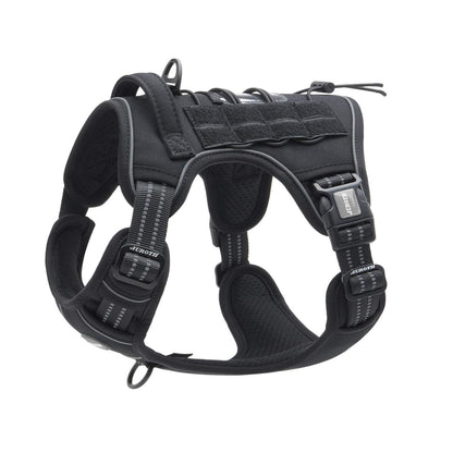 Auroth Arnés Táctico para Perro, Sin Tirones, Reflectante, Ajustable - Negro - M