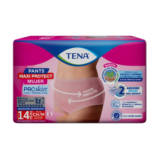 TENA Pants Mujer Talla M, Ropa interior desechable, 14 piezas