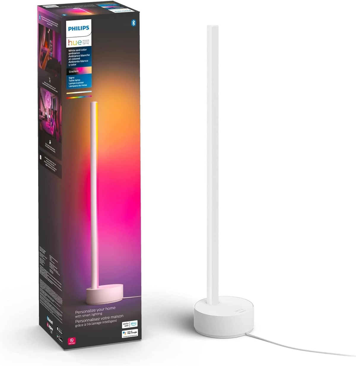 Philips Hue Signe Lámpara de Mesa Inteligente RGB - Blanco - 1 paquete - Lámpara de mesa - Luminario entretenimiento