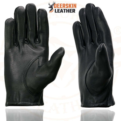 Milwaukee - Guantes de piel de ciervo perforados para hombre con cierre de botón, Negro, Mediano