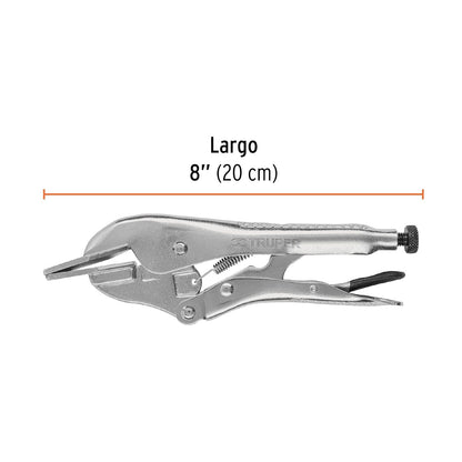 Truper PPP-8R, Pinza de presión, hojalatera, 8", mordazas de acero al carbono