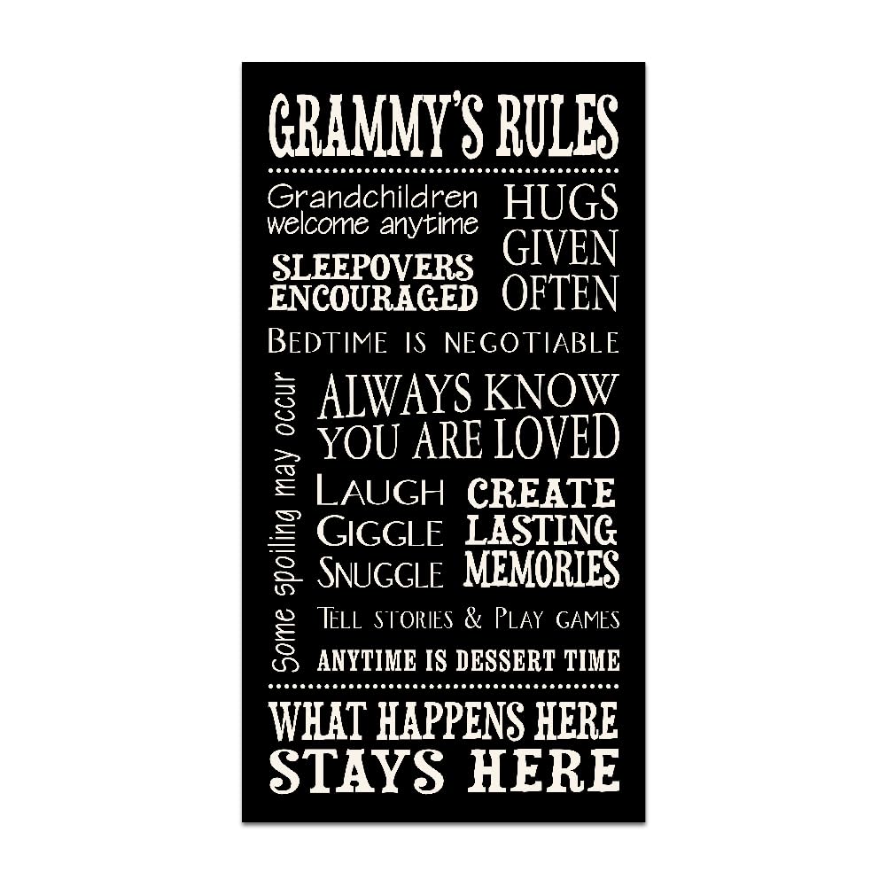 My Word! De mi Palabra. Grammy Rules-8.5 X 16 Decorative Firmar, Negro con Letras en Color Crema