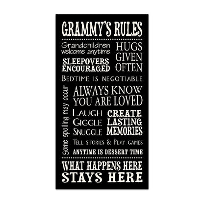 My Word! De mi Palabra. Grammy Rules-8.5 X 16 Decorative Firmar, Negro con Letras en Color Crema