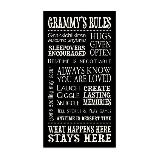 My Word! De mi Palabra. Grammy Rules-8.5 X 16 Decorative Firmar, Negro con Letras en Color Crema