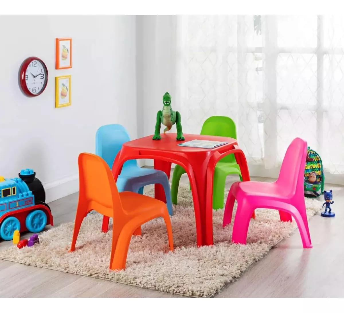 Italhome Set Infantil Mesa con Cuatro Sillas, Multiusos para Jugar, Leer Y Comer