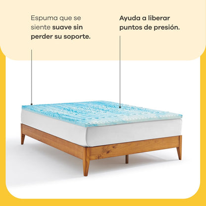 Nooz Cubre Colchón Individual Memory Foam Infusionado con Gel, sobre Colchón Fresco, Colchoneta Espuma Memory Foam 5cm, Suaviza tu Colchon