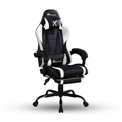X Rocker Achiever - Silla de computadora ergonómica Ajustable para Videojuegos de computadora, con Ruedas, Color Blanco y Negro