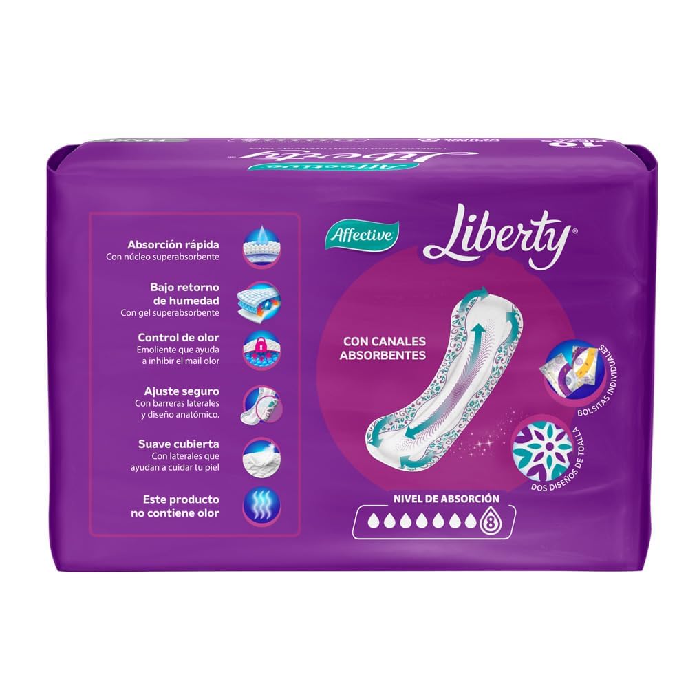 Affective Liberty Maxi Toallas para Incontinencia Femenina, Talla Maxi, 120 Piezas