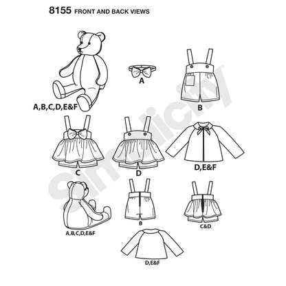 Simplicity 8155 Make Your Own Teddy Bear con Accesorios y patrón de Costura de Ropa, 6 Piezas