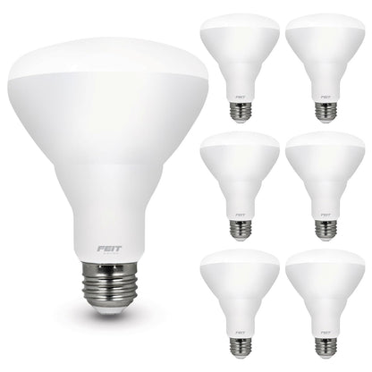 Feit Electric - Bombillas LED BR30, equivalente a 100 W, regulables, base estándar E26, 80 CRI, 1400 lúmenes, 2700 K, blanco suave, 120 V, 10 años de vida, clasificación húmeda, paquete de 6,