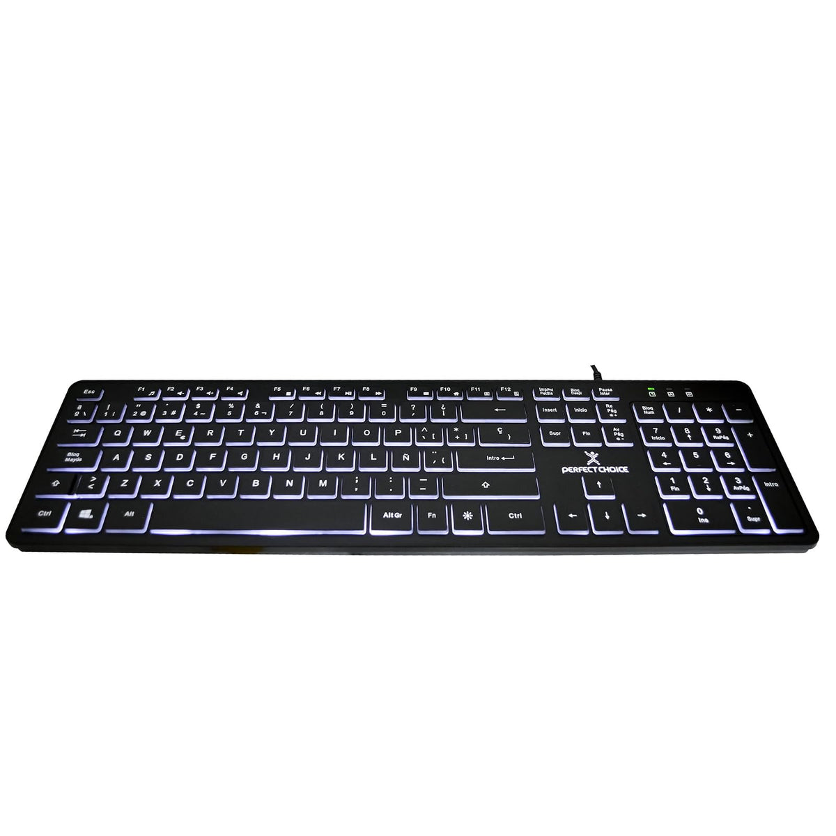 PERFECTCHOICE Teclado alámbrico Slim con iluminación Silencioso Backlight