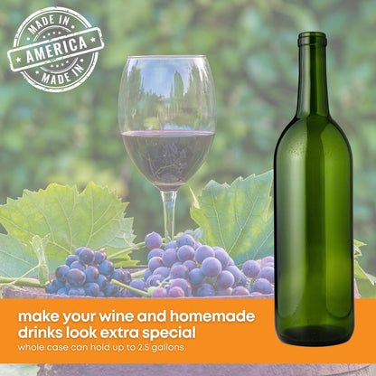 Green Wine Bottles, 750 ml Capacity (Pack of 12)